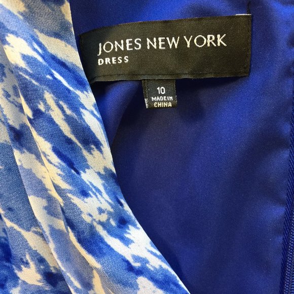 Jones New York Blue and White Abstract Dress Size 10 - Picture 6 of 6